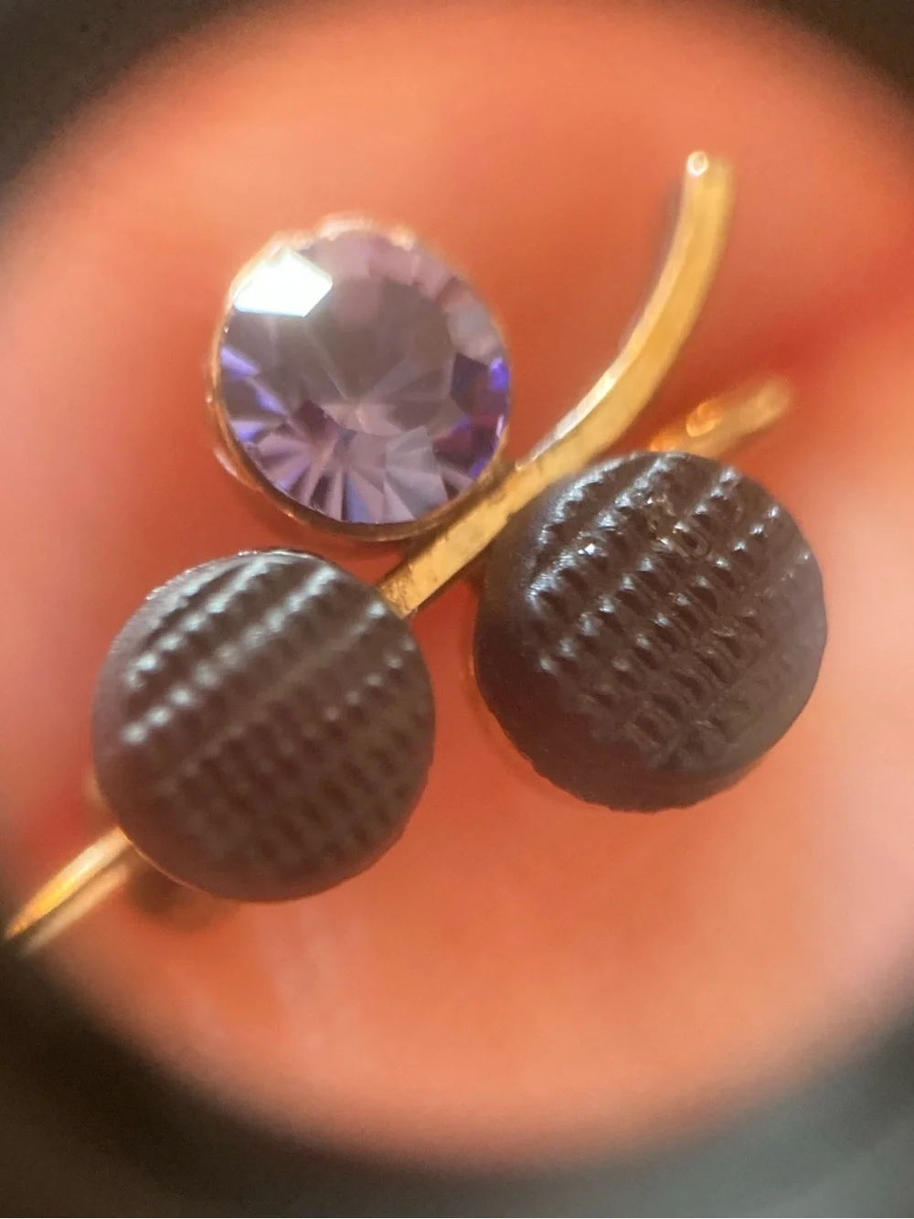 Antique/Vintage Celluloid Berry or Floral Cluster Gold-Filled Earrings
